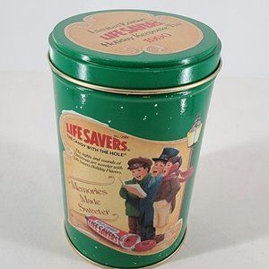 Vintage 1990 Limited Edition Life Savers Holiday Keepsake Tin Green 5.5"